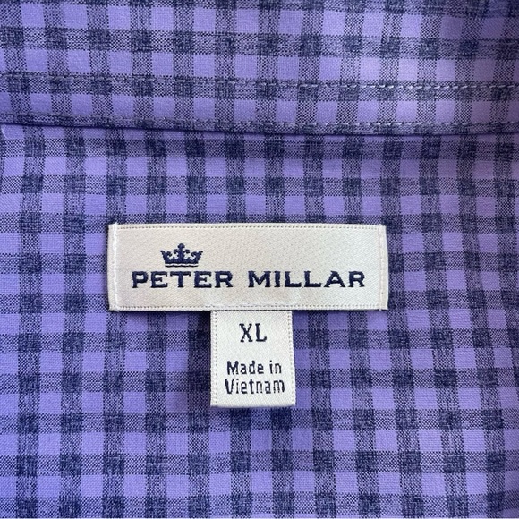 Peter Millar Hills Purple Check Long Sleeve Button Up Shirt Men's Size XL - Picture 3 of 4